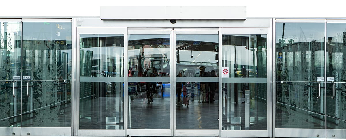 automatic glass door isolated on white background